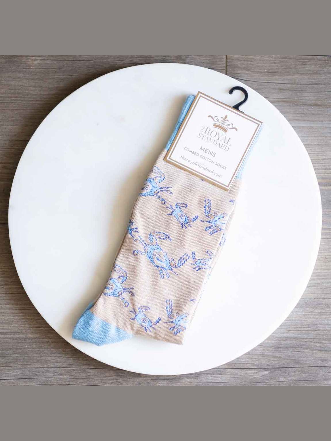 Men's Crab Socks Tan/Blue/ One Size