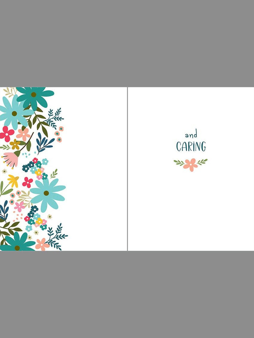 Thinking of You Greeting Card - Teal Flowers