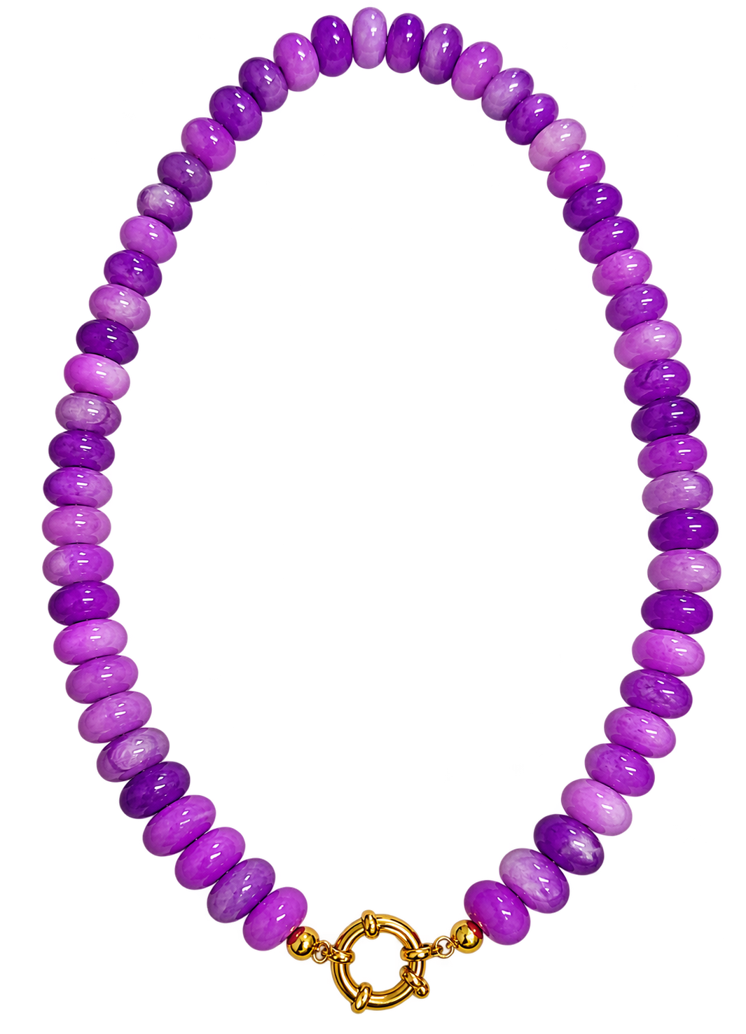 Purple Beaded Gold Clasp Necklace