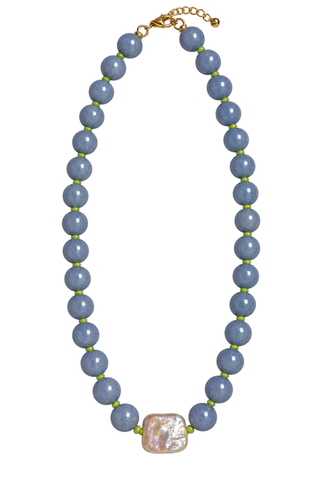 Periwinkle & Green Pearl Necklace