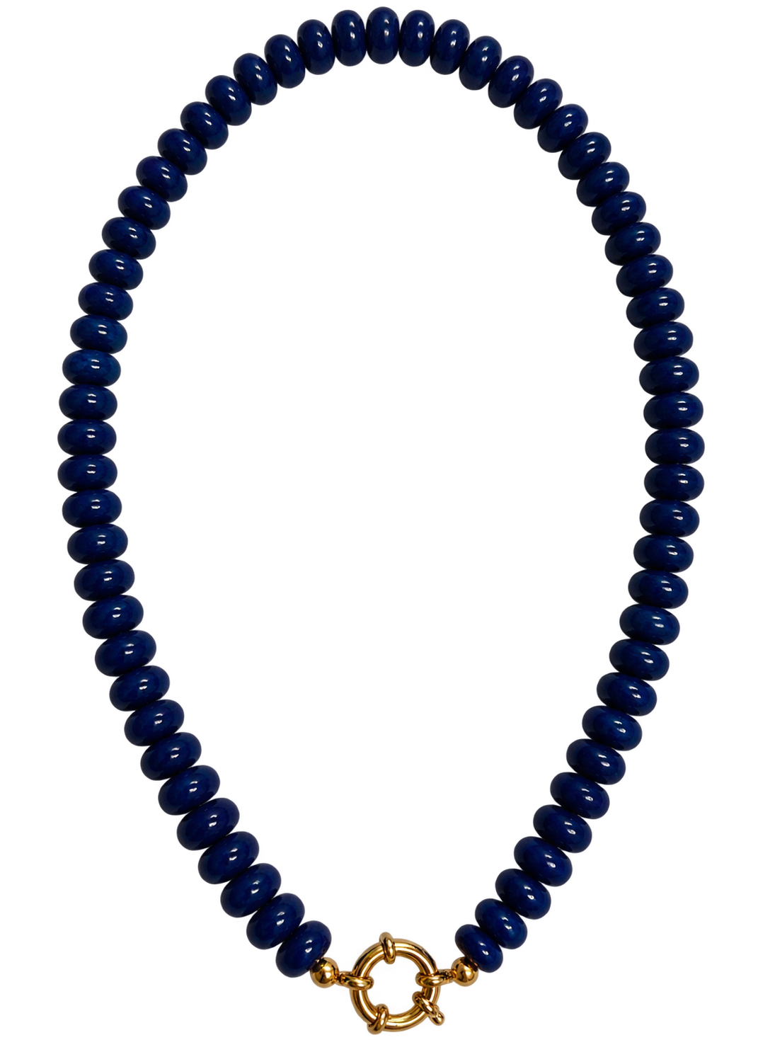 Navy Blue Beaded Gold Clasp Necklace