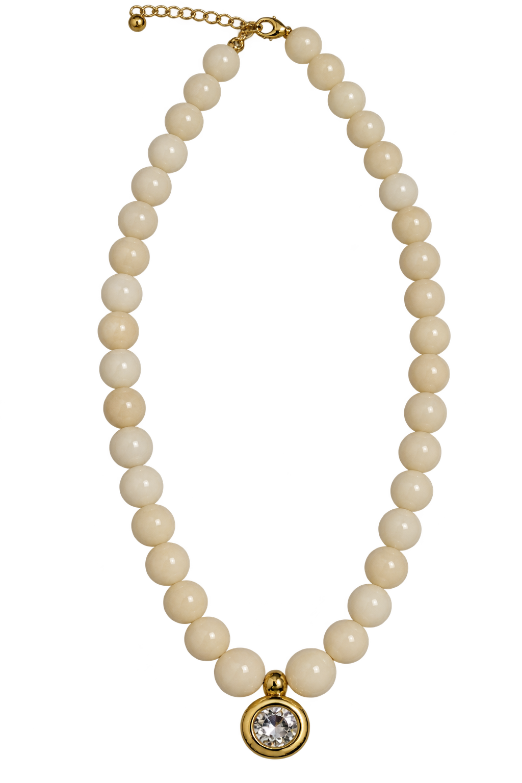 Ivory Beaded Crystal Pendant Necklace