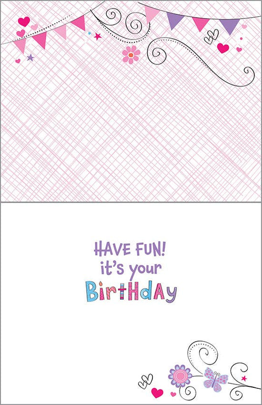 Birthday Greeting Card - Kids - Pink Birthday Banners