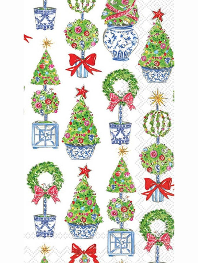 Paper Guest Towels Set/16 Bright Topiary Trees Christmas
