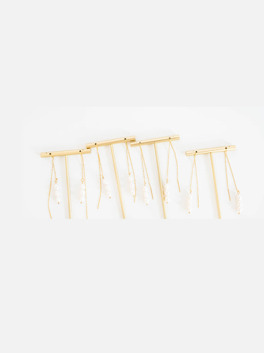 Skinny Pearl Statement Threader Earrings