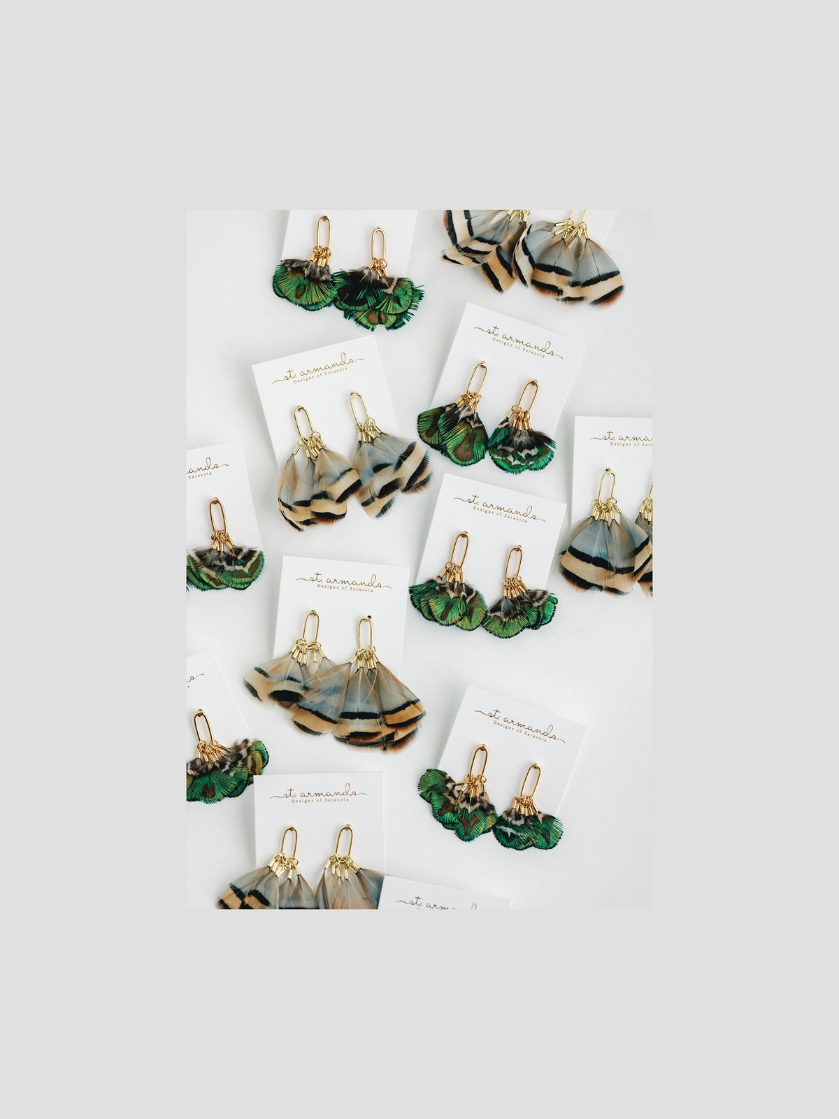 Mallard Feather Tassel Statement Earrings