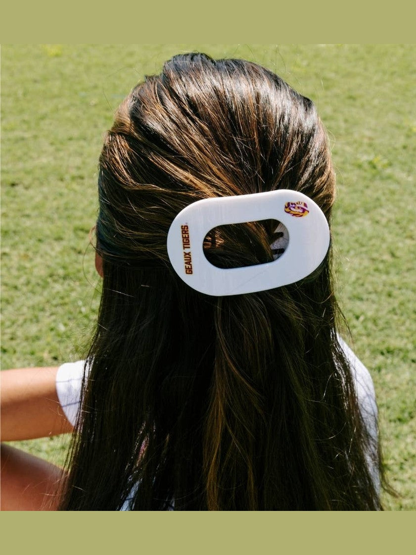 Flat Round Hair Clip | Medium | Geaux Tigers!