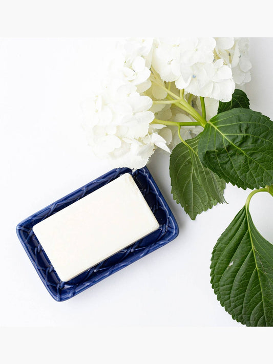 Textured Ceramic Soap Dish in Navy Blue