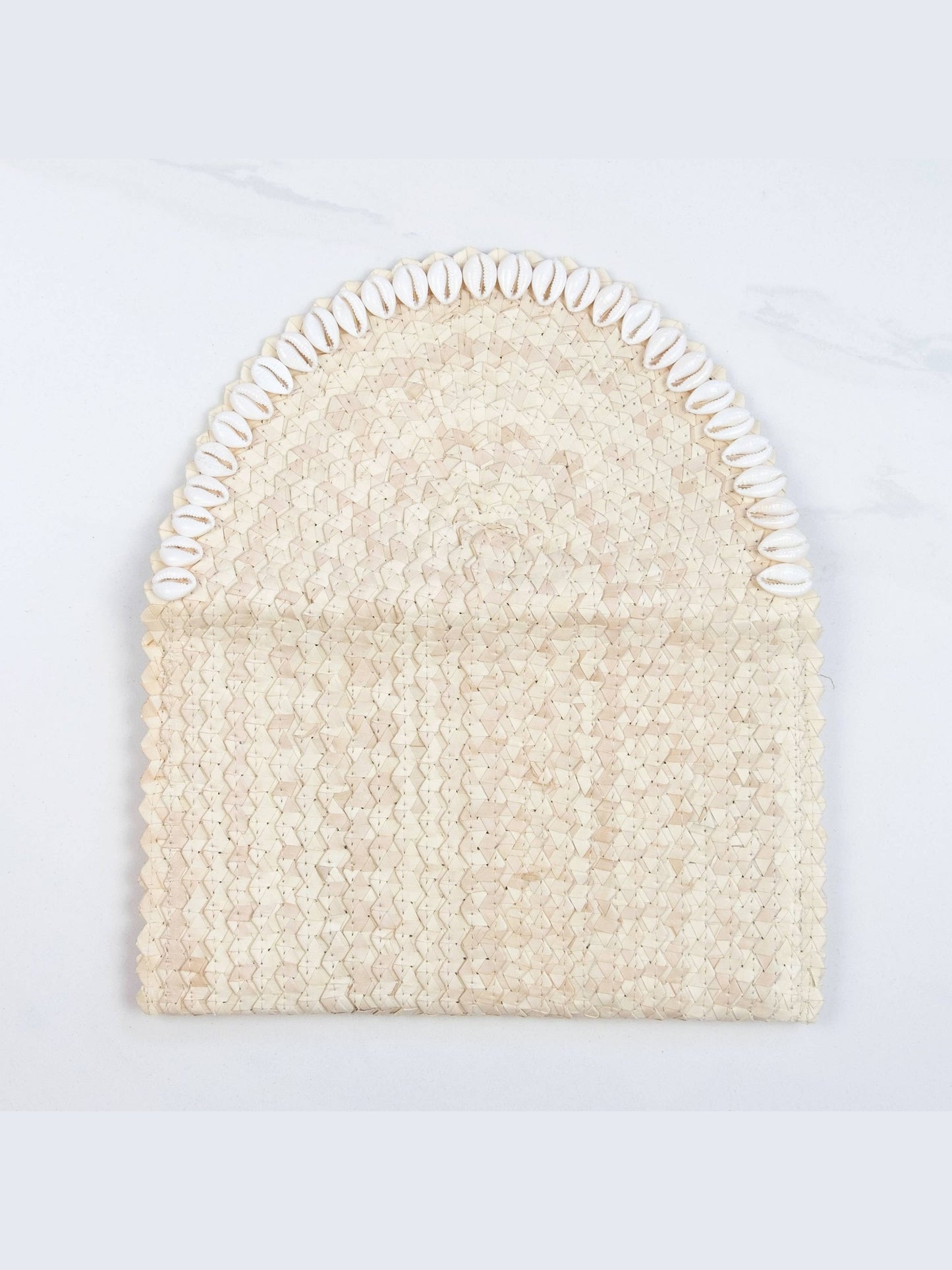 Straw Clutch - Off White with Cowrie Shell Trim