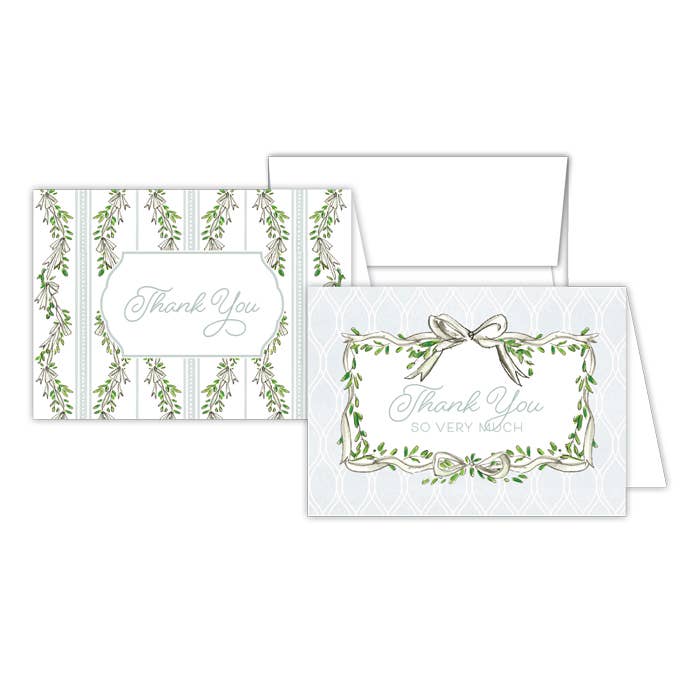 Thank You So Very Much Gray Ribbon Bows Stationery Notes