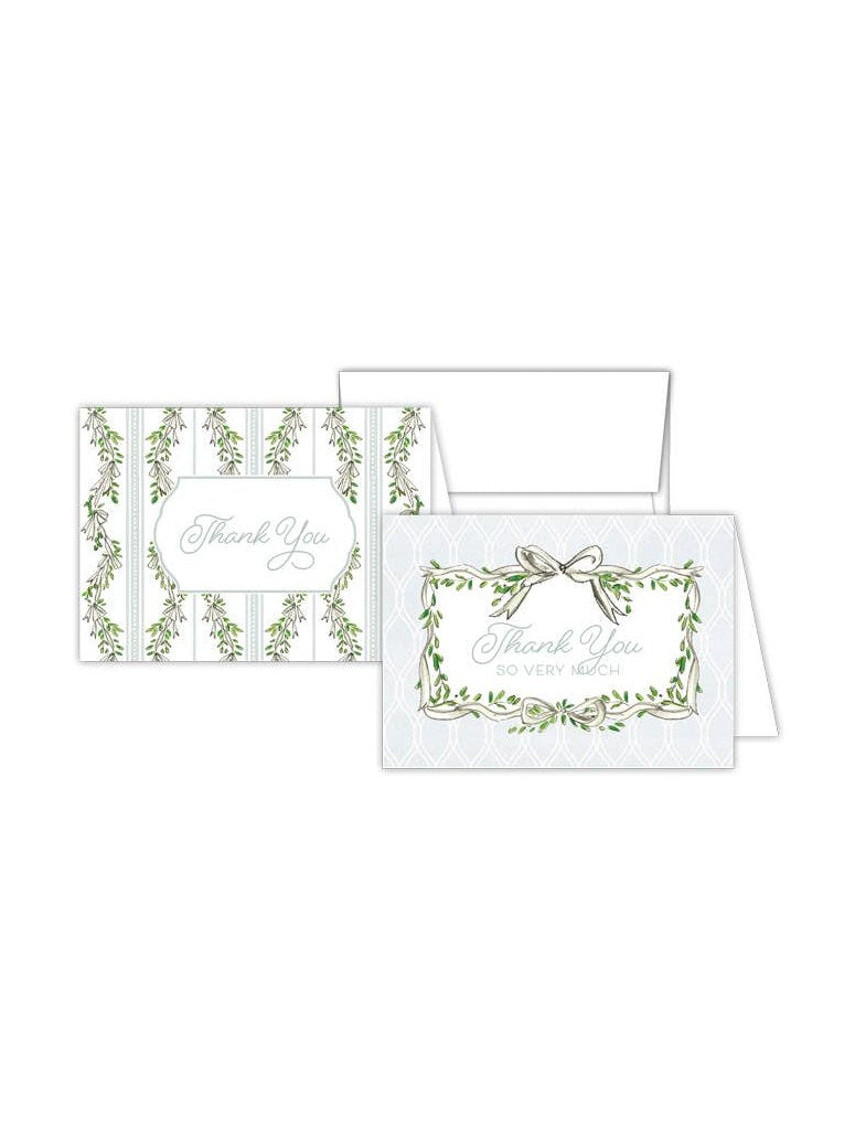 Thank You So Very Much Gray Ribbon Bows Stationery Notes