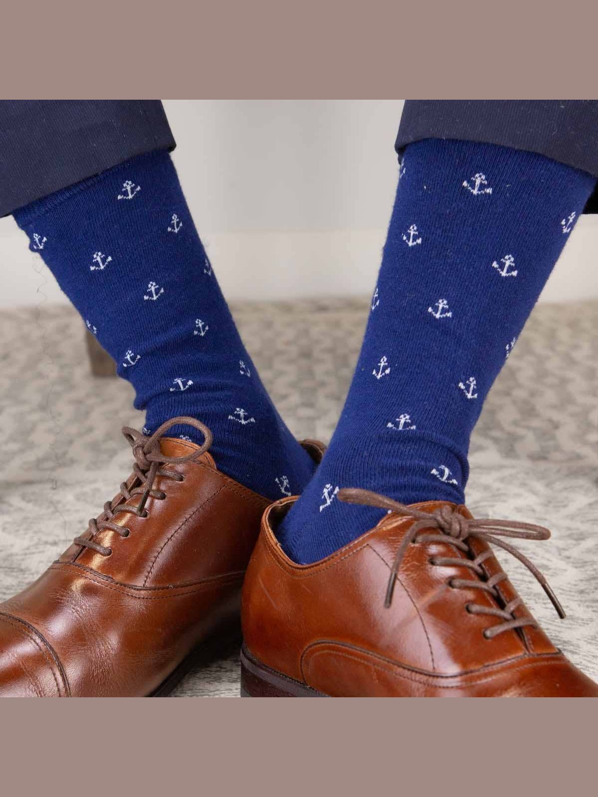 Men's Anchor Socks Navy/White One Size