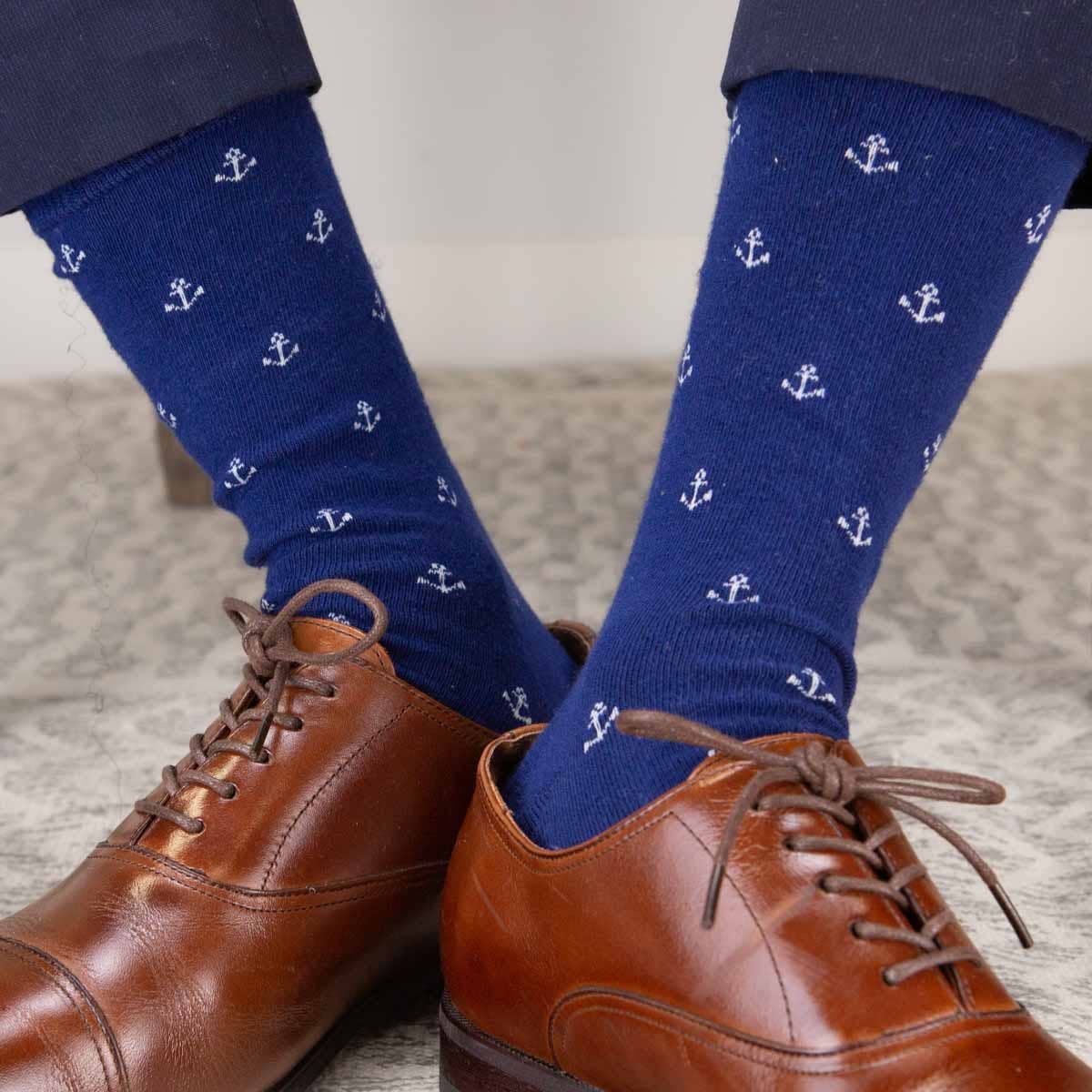 Men's Anchor Socks Navy/White One Size