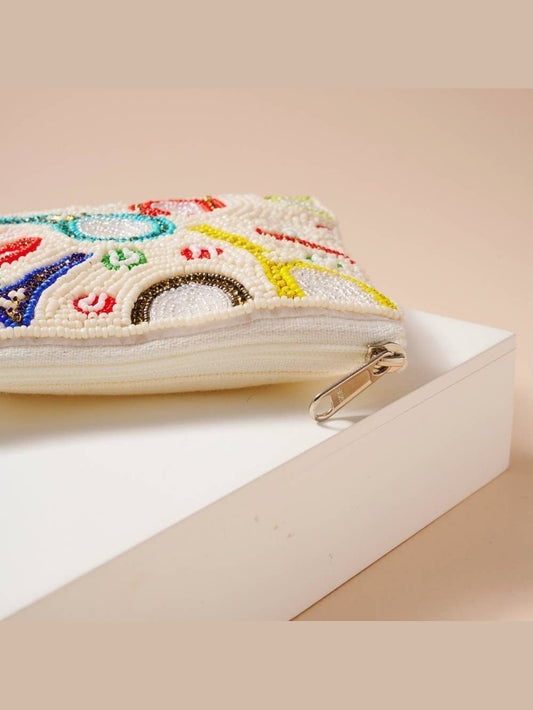 Pickleball Racket Beaded Coin Pouch