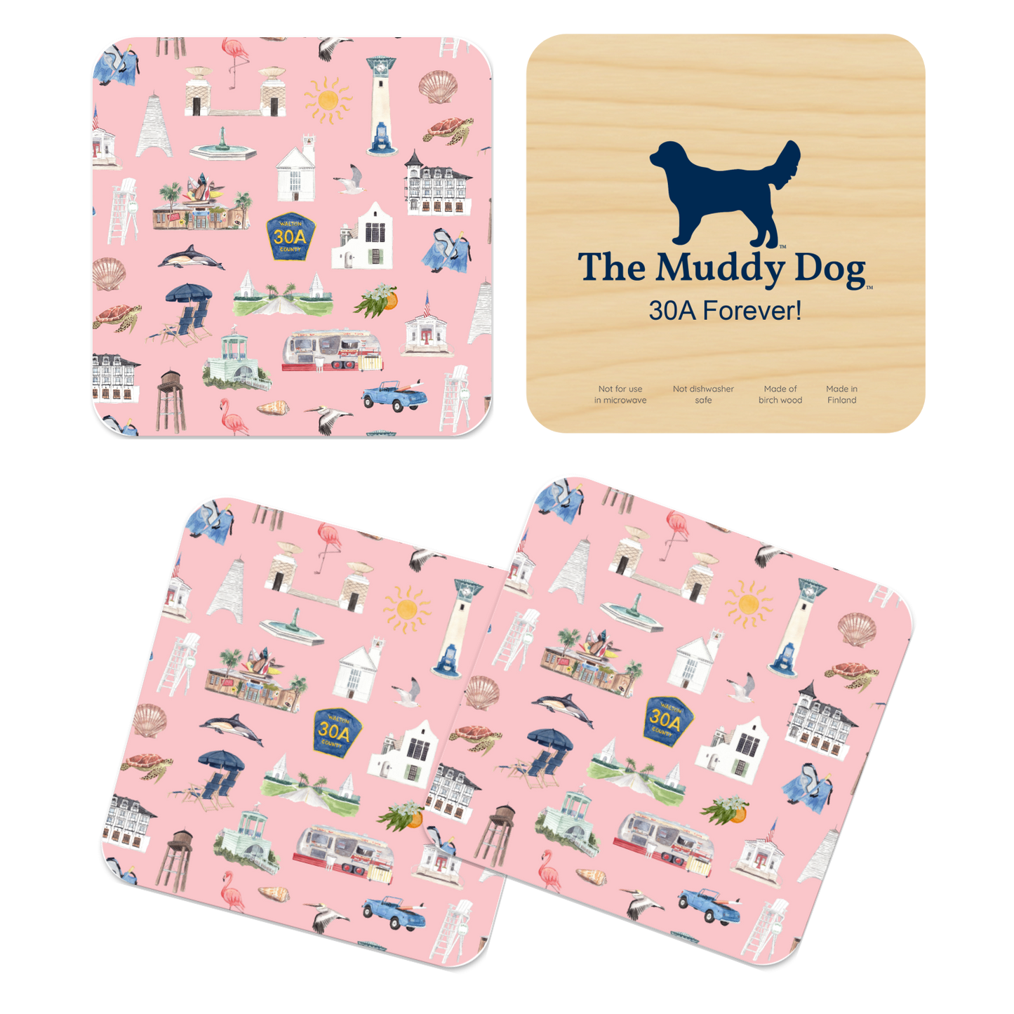 Coastal Décor – 30A Forever! Coasters (Boxed Set Of Four)