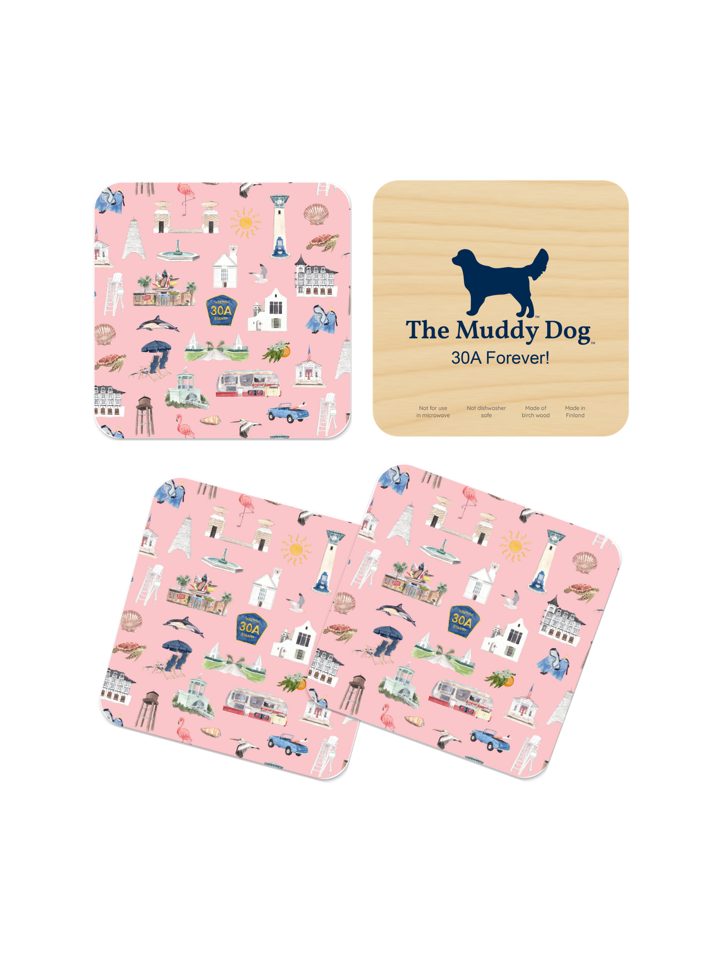 Coastal Décor – 30A Forever! Coasters (Boxed Set Of Four)
