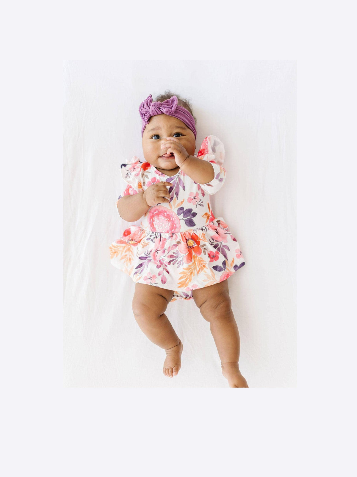Tangerine Leaves Twirl Flutter Bodysuit