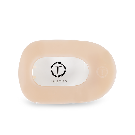 Almond Beige Medium Flat Round Clip - Stylish & Versatile