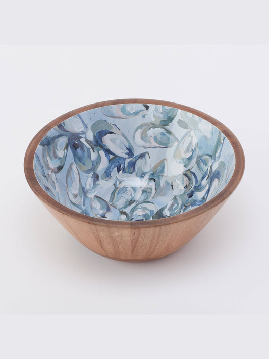 Wooden Bowl (Large) - Pewter Shells