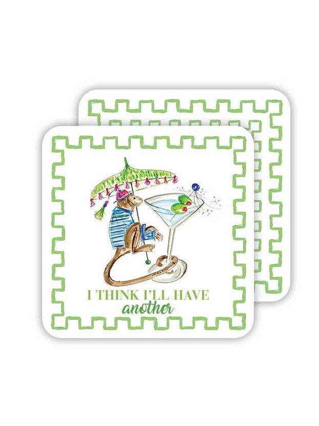 I Think I'll Have Another Monkey with Martini Paper Coaster