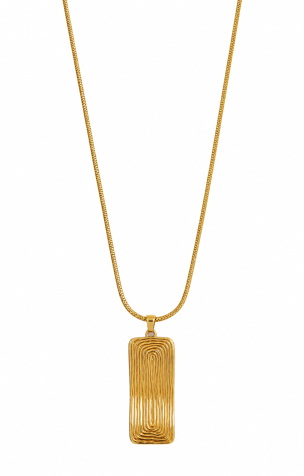Gold Chain Necklace with Rectangular Pendant