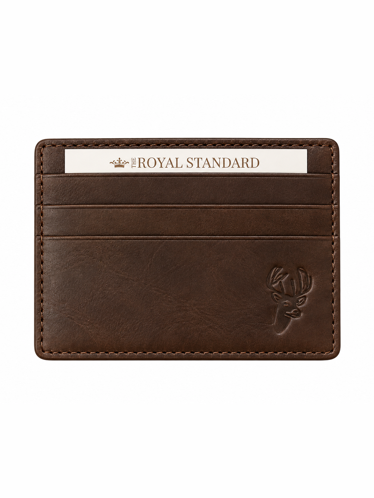 Deer Leather Embossed Slim Wallet Dark