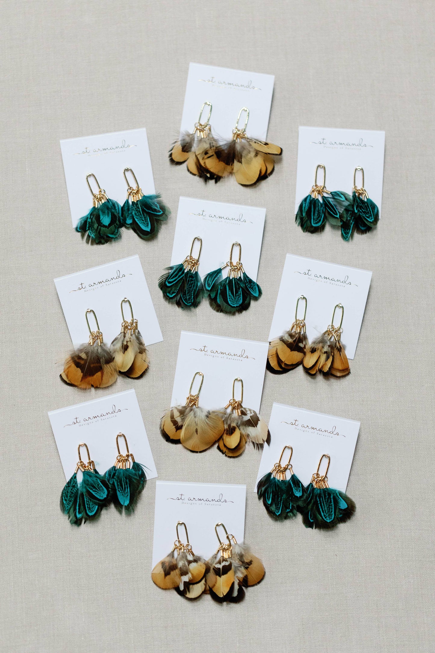 Peacock Feather Fall Statement Tassel Earrings