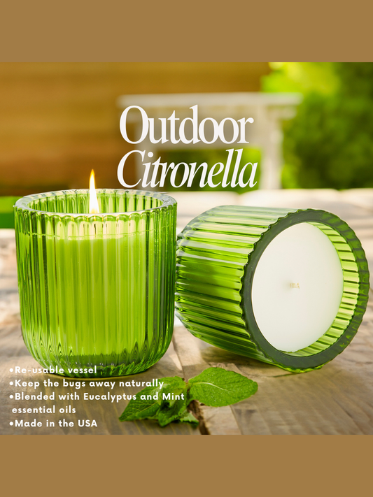 Eucalyptus Mint Citronella Green Glass Candle 8oz.