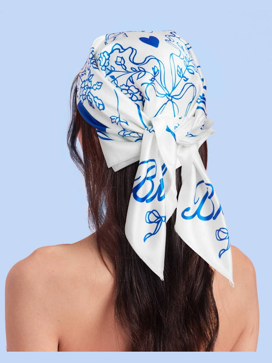 Bride Head Scarf - White Silk, Bandana, Gift, Bachelorette
