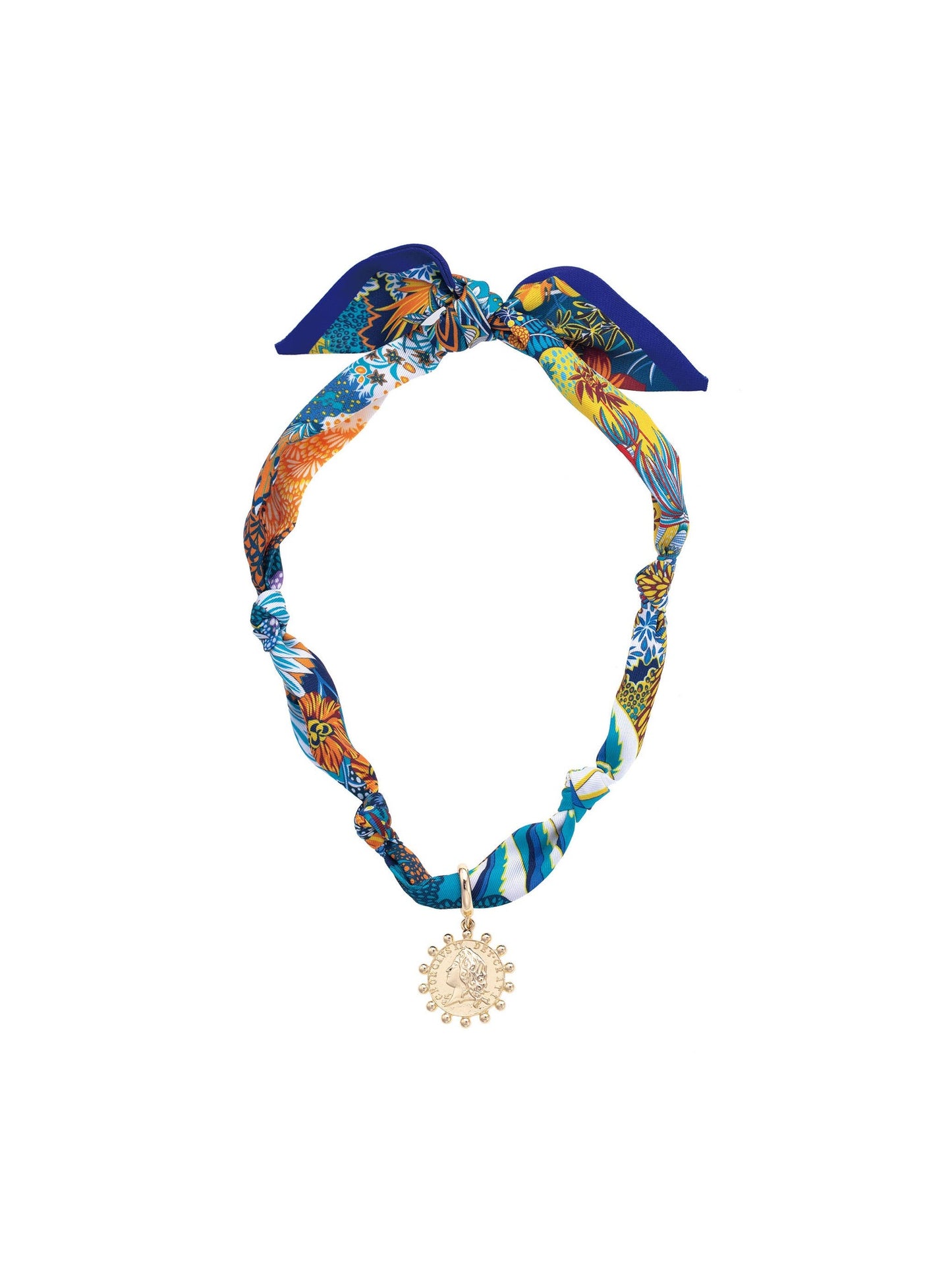 Luciana Studded Coin Scarf Necklace