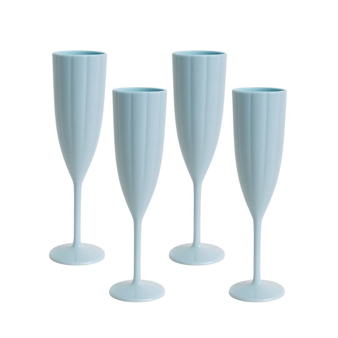 Garden Party Scalloped Acrylic Champagne Flutes, Blue (Set of 4) – SumnerEdit