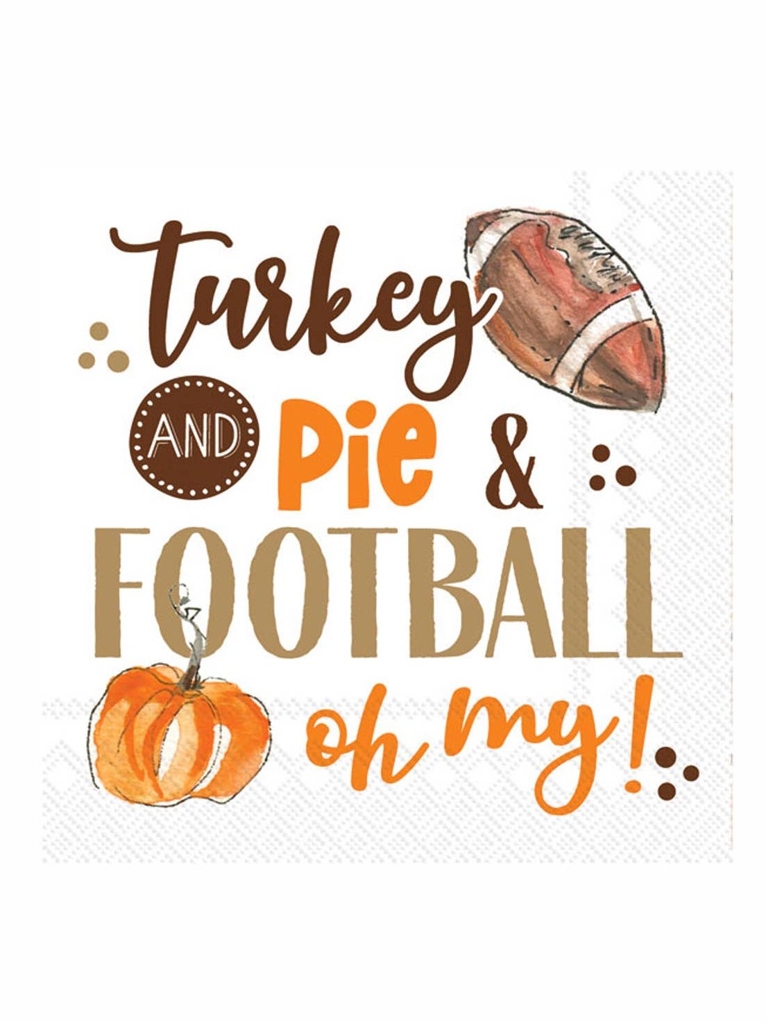 Paper Cocktail Napkins Pack of 20 Turkey Pie Football