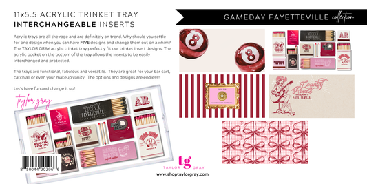 5.5x11 GAMEDAY FAYETTEVILLE trinket tray insert set of 5