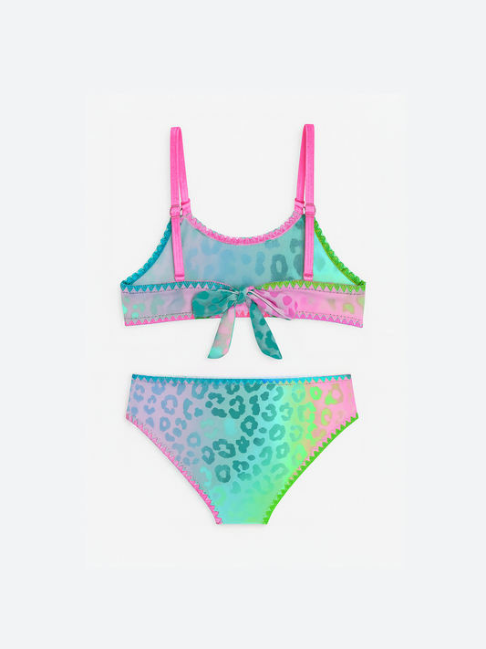 Dalia Leopard Print Bikini with Embroidered Trim