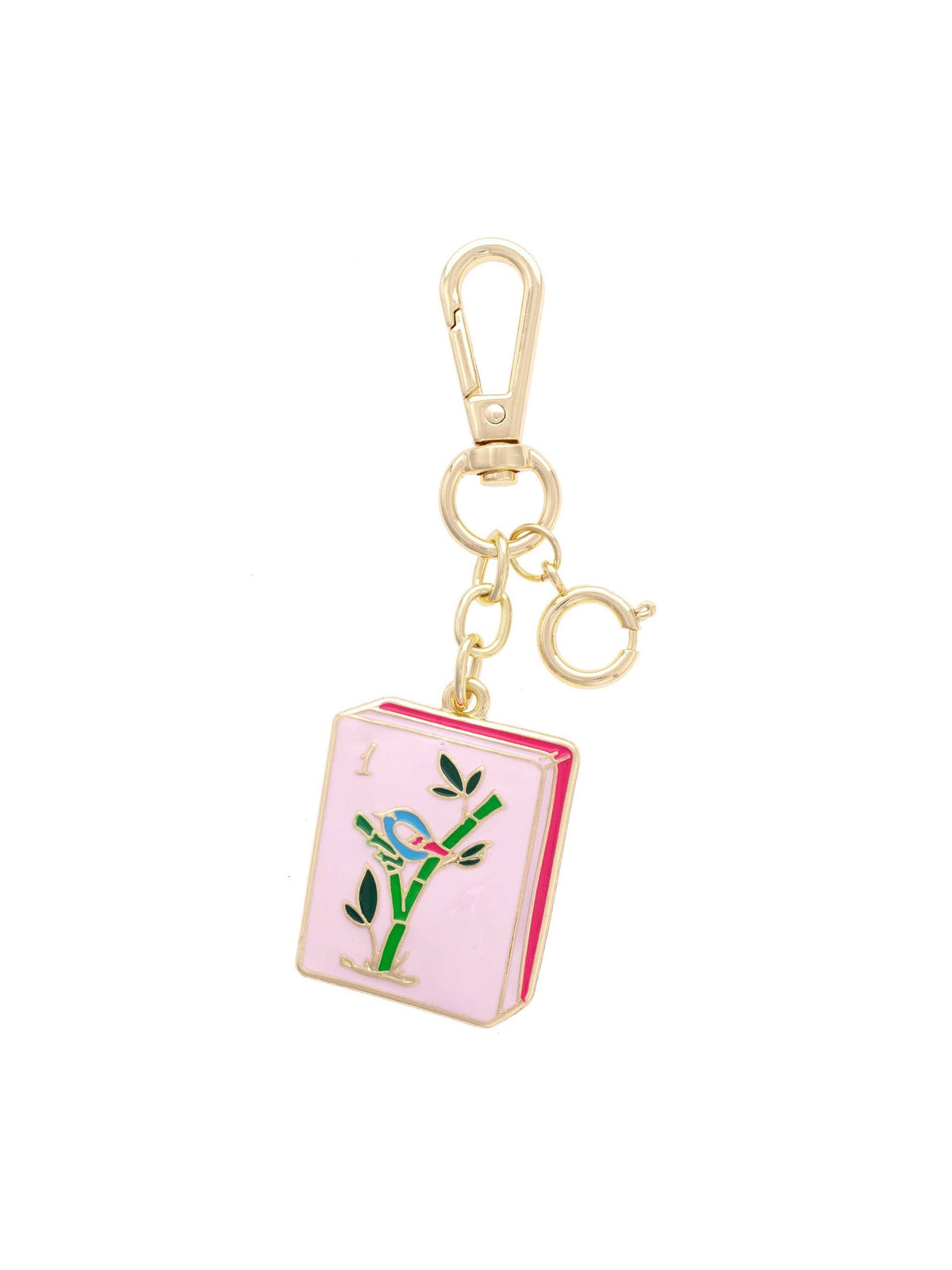 Mahjong Tile Enamel Bag Charm in Pink