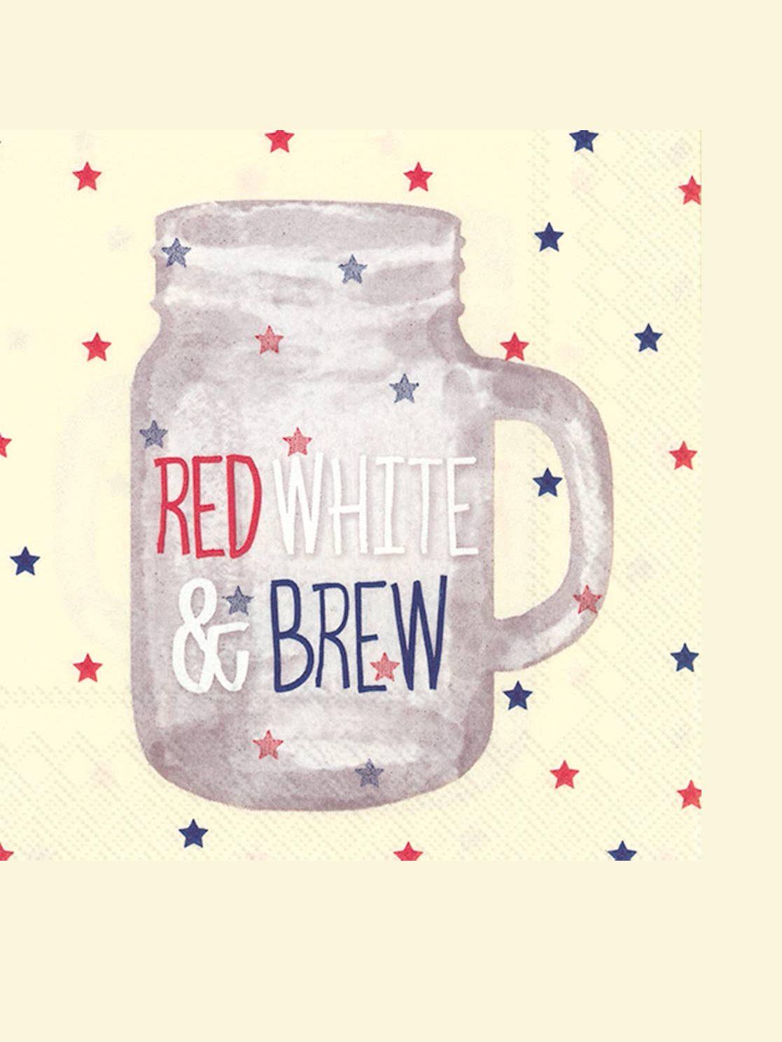 Paper Cocktail Napkins Pack of 20 Red White & Brew