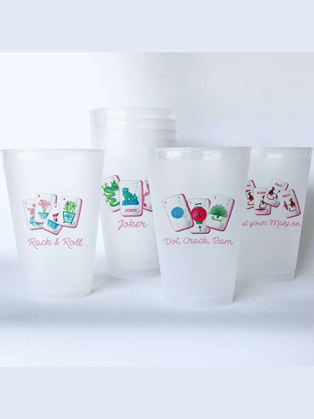 Mahjong Shatterproof 20 oz Plastic Cups; set of 8