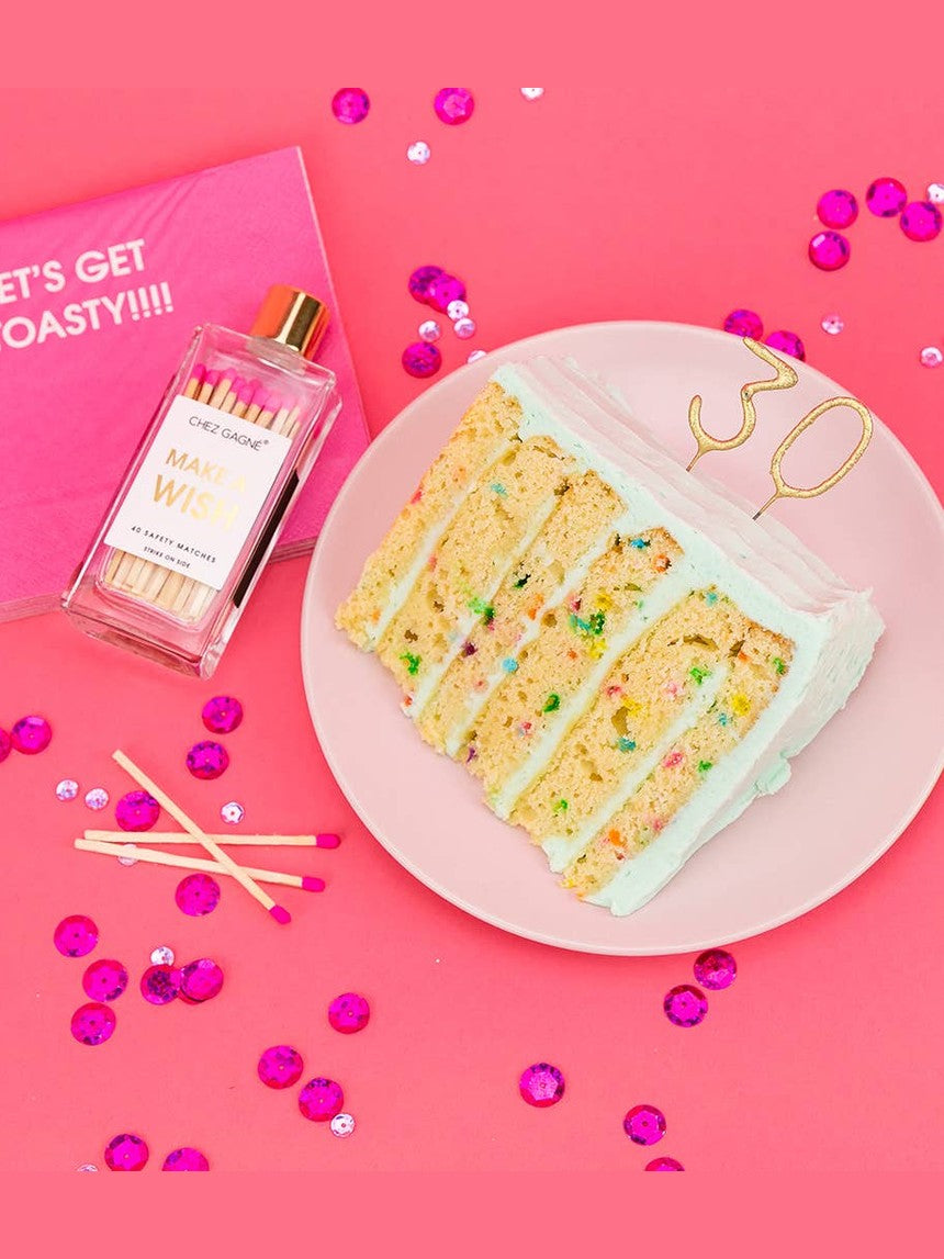 Make A Wish Matches - Glass Bottle Matchsticks - Bright Pink