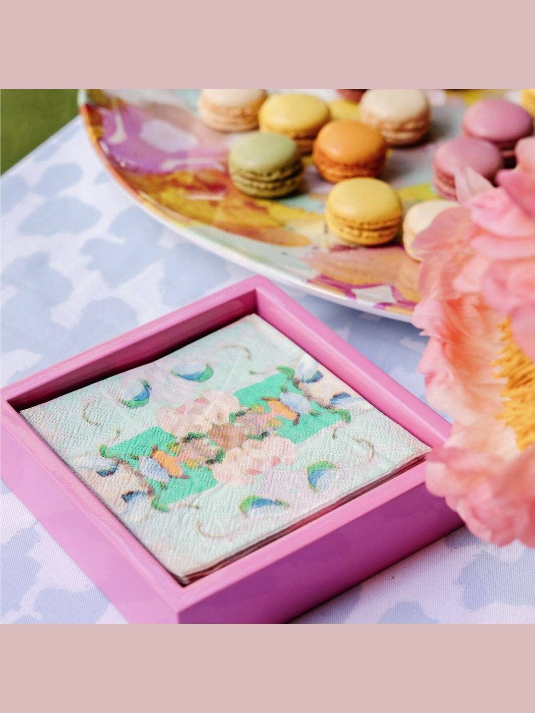 Hot Pink Bamboo Cocktail Napkin Holder