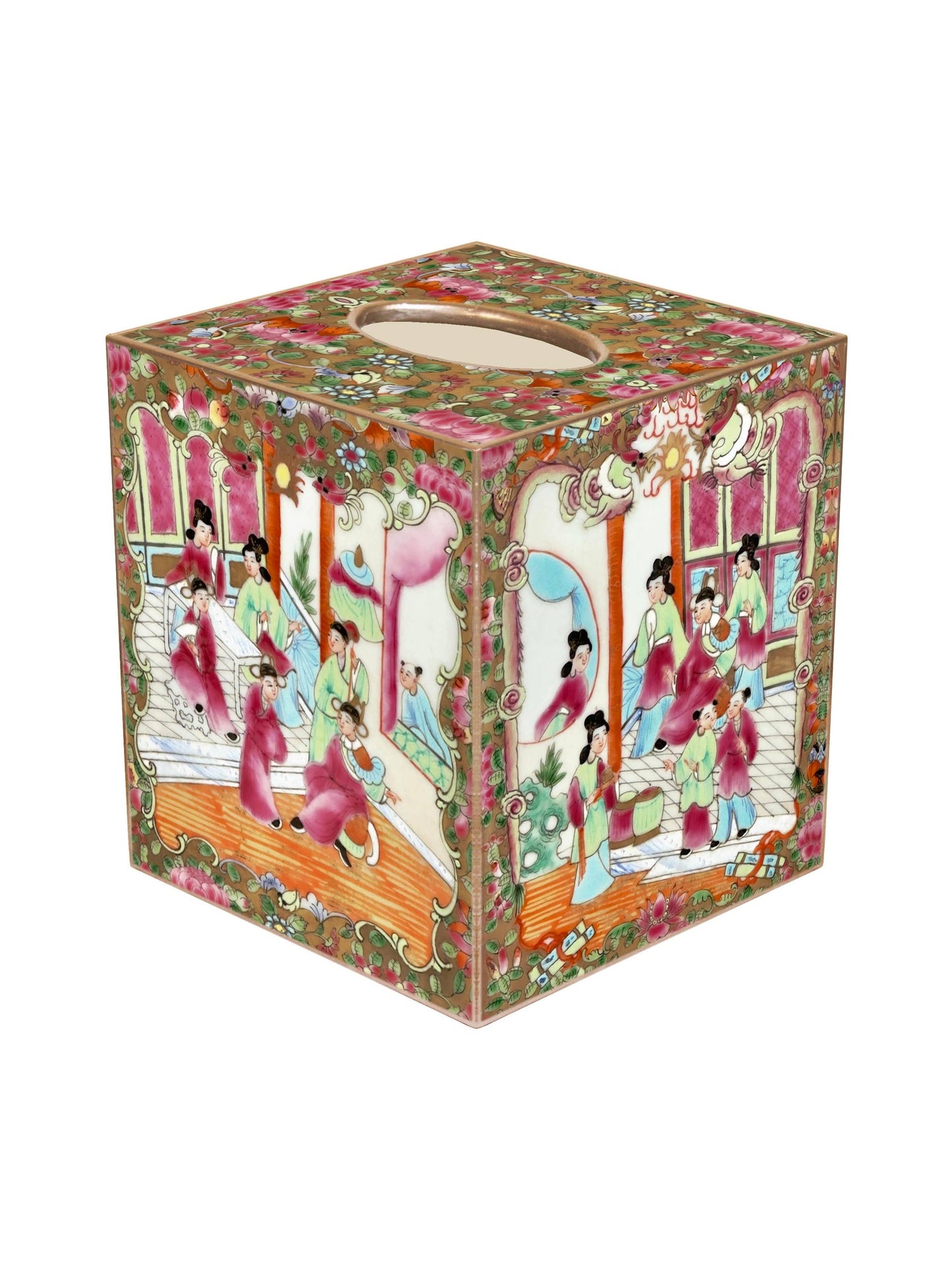 TB6825-Rose Medallion on People Tissue Box Cover