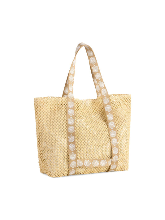 SHELLY TOTE AND HAT SET,TAN