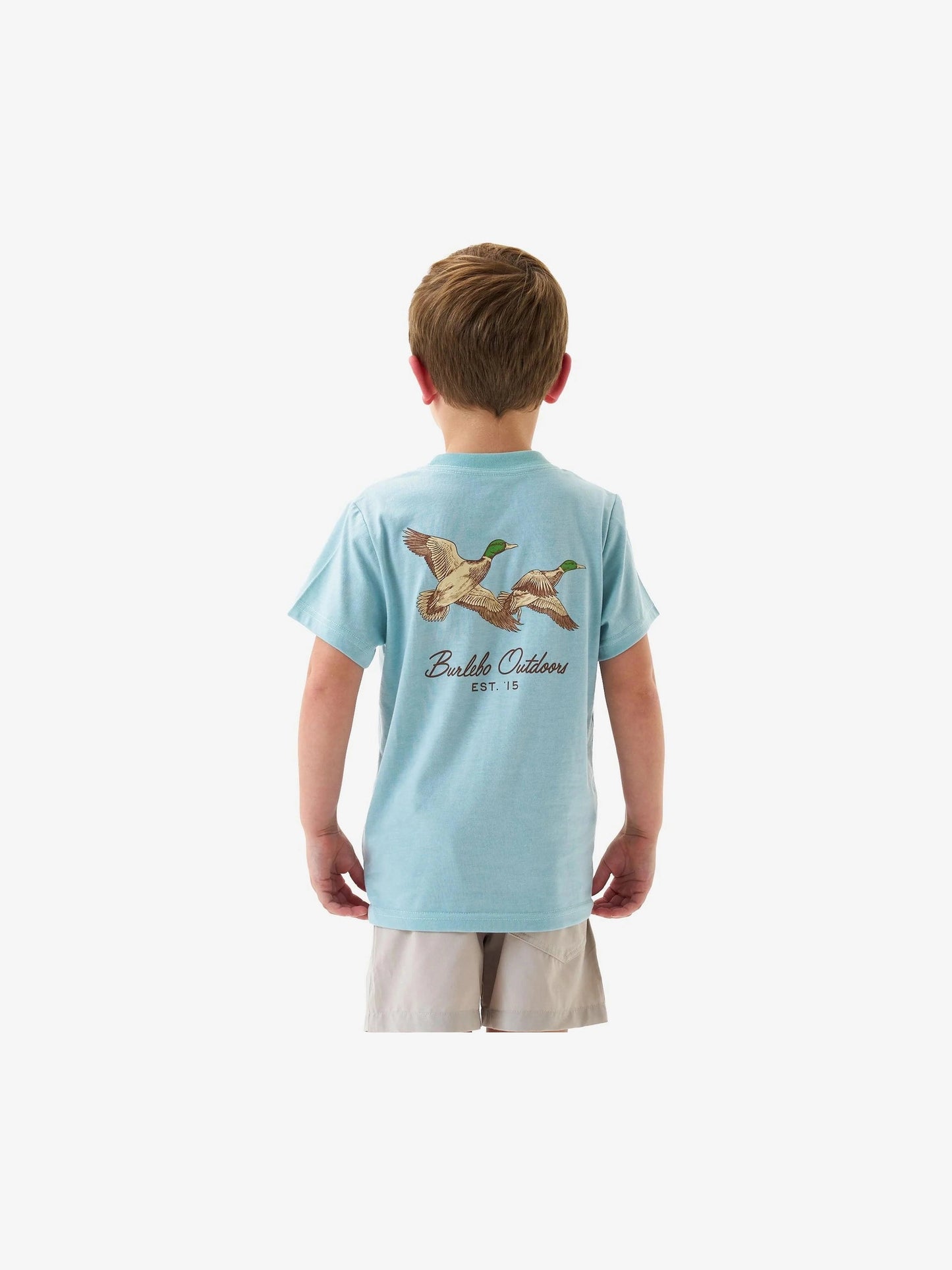 Youth Short Sleeve Flying Mallards - Heather Sky Blue