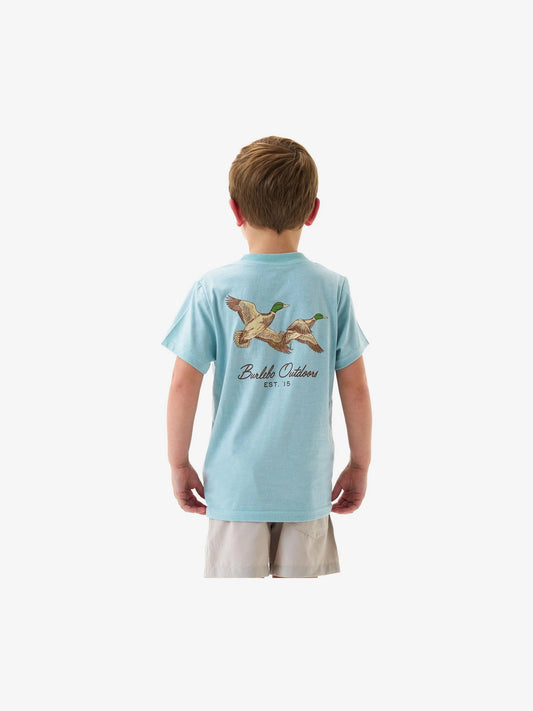 Youth Short Sleeve Flying Mallards - Heather Sky Blue