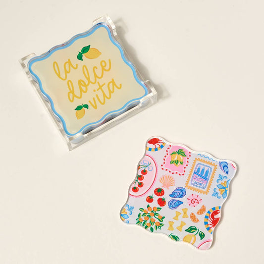 Table Talk Acrylic Coaster Set–Ciao Bella