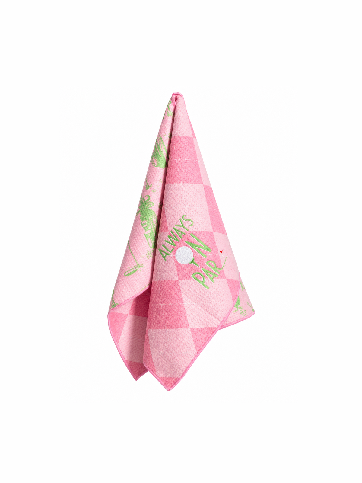 On Par Waffle Sports Towel Pink/Green