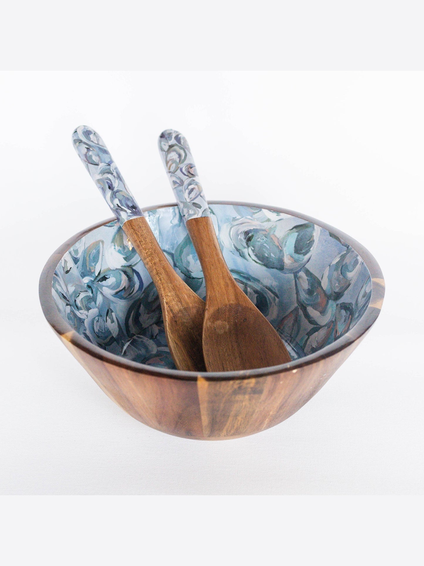 Wooden Salad Utensils - Pewter Shells
