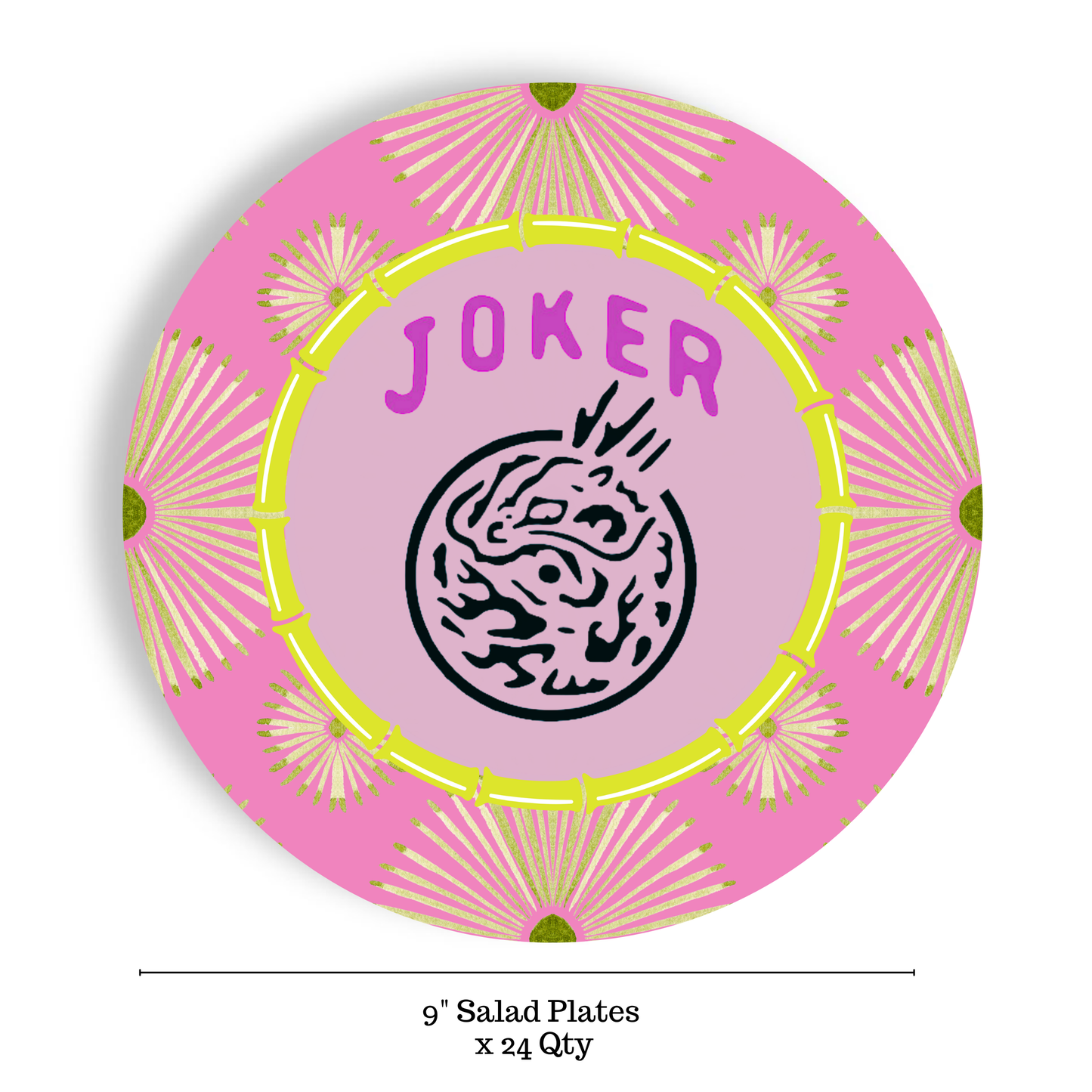 Mahjong Psych Joker 24ct 9" Salad Paper Plate Separates