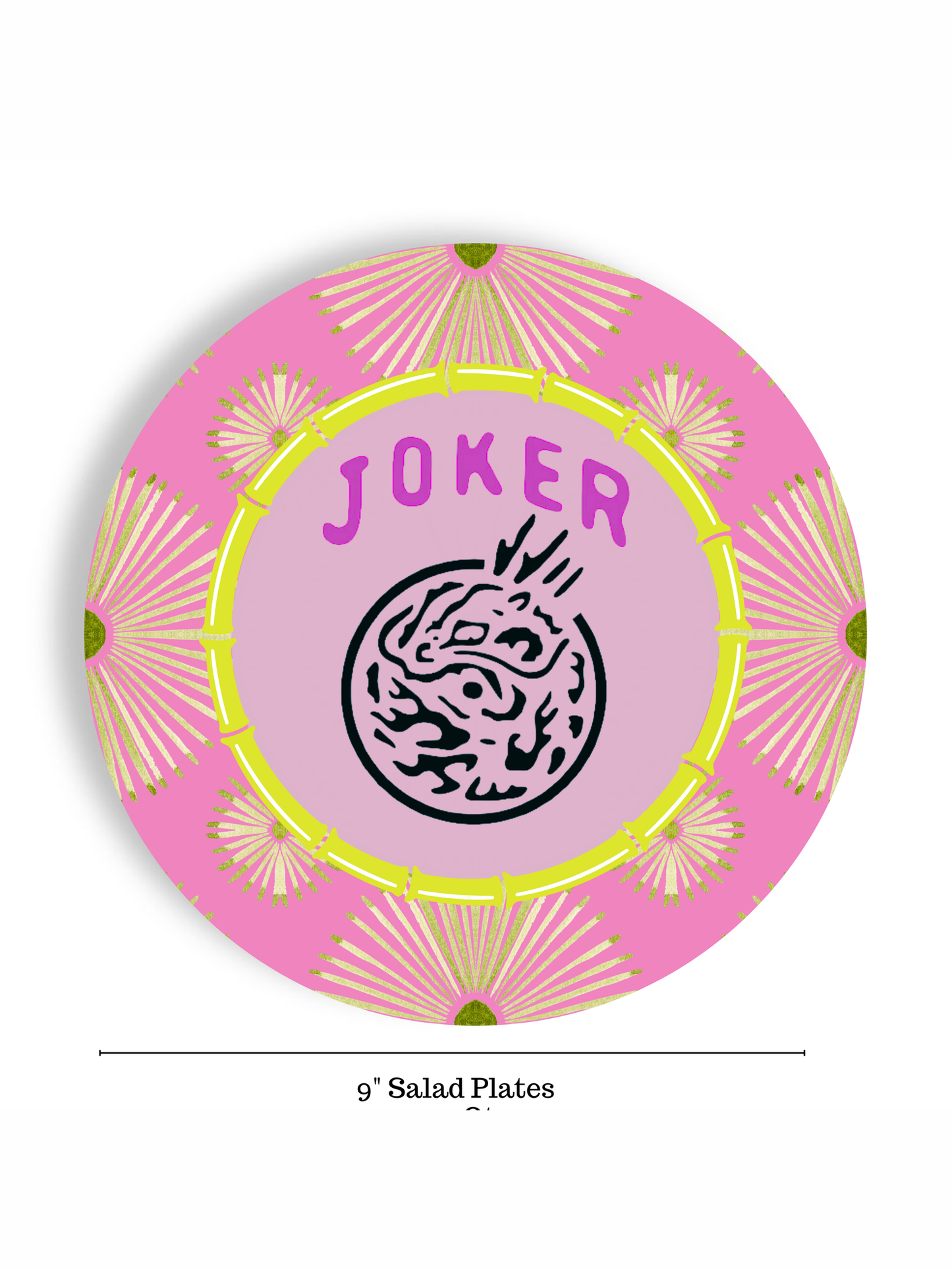 Mahjong Psych Joker 24ct 9" Salad Paper Plate Separates