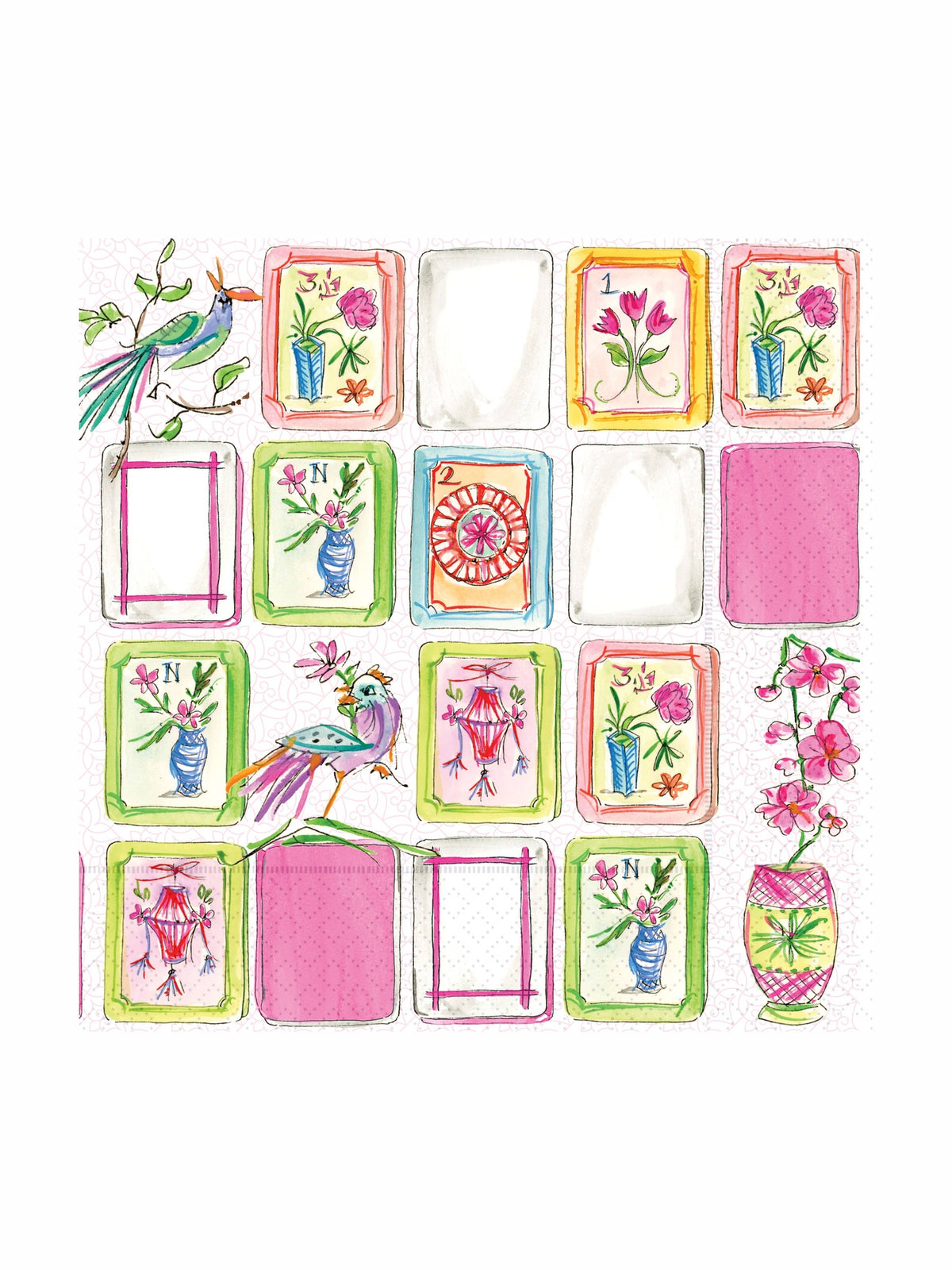 Paper Cocktail Napkins 20 Ct Mahjong Pink Rosanne Beck