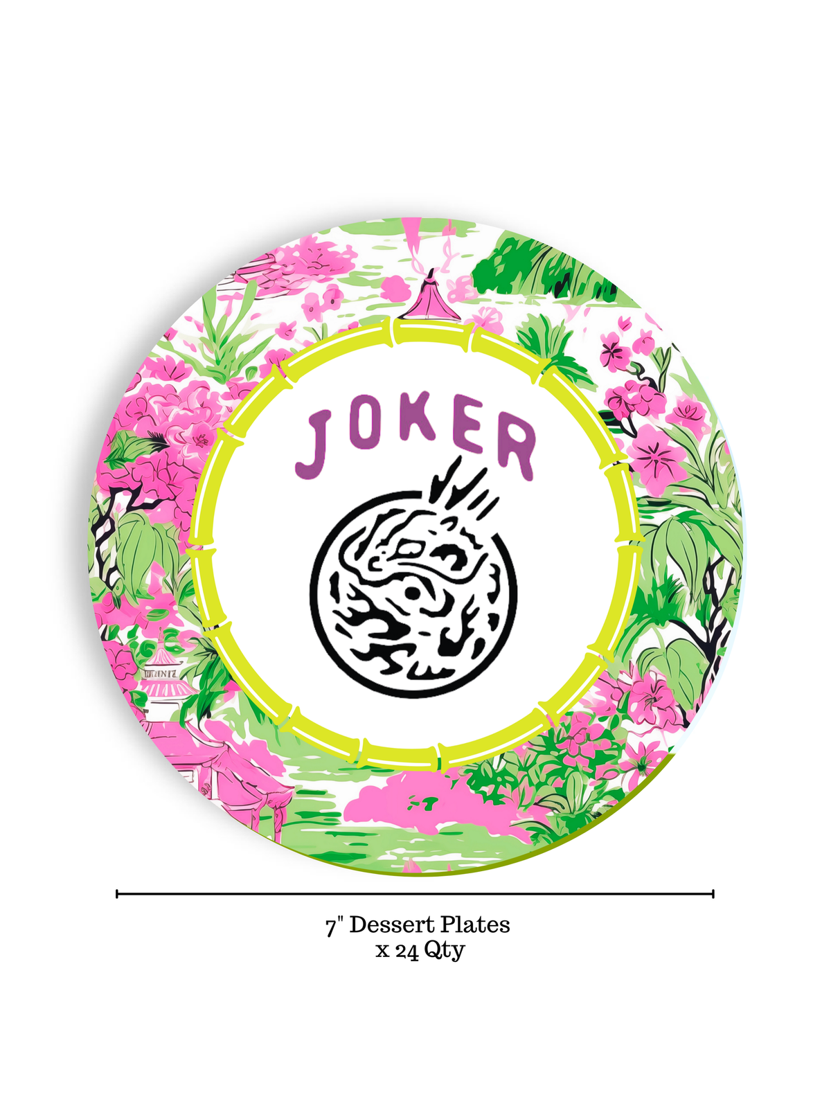 Mahjong Joker 24ct 7" Paper Plates– Dessert Separates